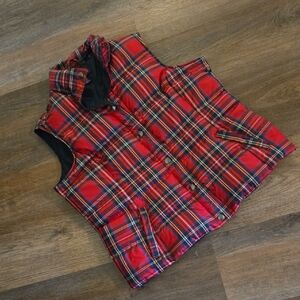 Lands End Plaid Snap Front Down Vest